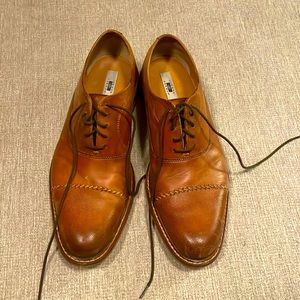 Joseph Abboud light brown cap toes leather Oxford dress shoes